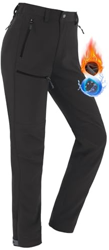 Vzteek Damen-Wanderhose-Thermohose-Skihose-Schneehose-Softshellhose-Wasserdicht Winter Warm Gefüttert Arbeitshosen Regenhose Trekkinghose Outdoor Hosen für Damen Cargohose (Dunkelgrau,S)