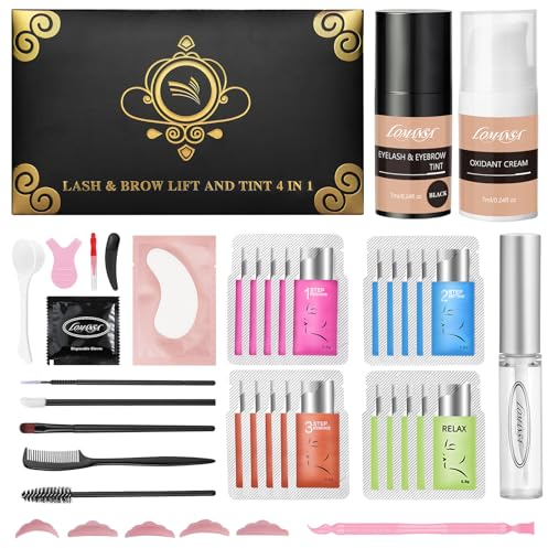 Lomansa Lifting Pestañas Kit, Lash Lift Kit y Tinte Pestañas, Empaquetado Individualmente Kit Lifting de Pestañas, Dura Hasta 6 Semanas, Adecuado para Salones y Principiantes