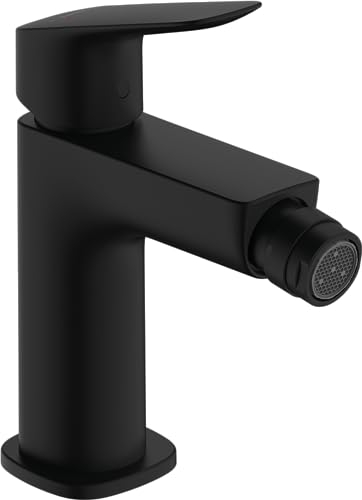 hansgrohe Logis Fine - Bidetarmatur mit Zugstange, Bidetmischer mit Auslauf Höhe 100mm, Badarmatur, Mattschwarz