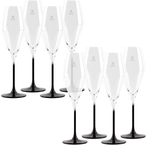 Scalpers - Set de 8 Copas de Cristal de 18,2cl - Elegantes y Contemporaneas - Copas de champán, Apto para lavavajillas, Cristal, Transparente