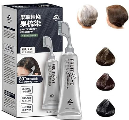 MEFESE Xusheng Black Fruit Dyeing Cream, Plant Extract Hair Dye Essence, Natural Fruit Hair Dye, Black Hair Dye for Men Women, Hair Dye for Gray Hair Coverage (Color : Chestnut Brown)