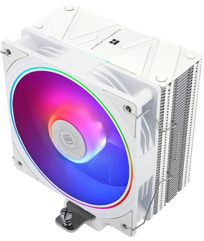 Thermalright Assassin Spirit 120 EVO WHITE ARGB CPU Cooler Air With 4×6mm HeatPipes, TL-S12W-S PWM Fan Heatsink CPU Cooler,156mm High, for AMD:AM4 AM5/Intel 1700/1150/1151/1200(AS120 EVO WHITE ARGB)