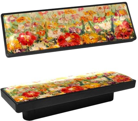 Lot de 4 boutons d'armoire rectangulaires en peinture à l'huile pour armoire de cuisine, commode, tiroir, salle de bain