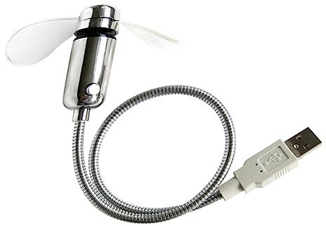 BESTonZON 1 Pc Ventilatore Luminoso Usb Mini Ventilatori Ventilatore Usb Mobile Ventilatore Orologio Usb Con Temperatura Tubo in Metallo Ventilatore Da Tavolo Bianca Portato