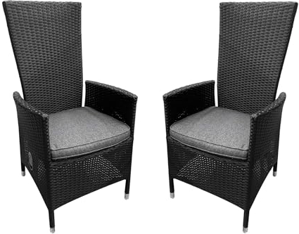 Kynast Aluminium Gartensessel 2in 1 Rattan-Optik 2er Set schwarz