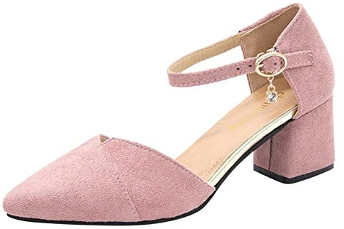Chaussures d'été pour femme Sandales Sue Big Heels Mode Mariage pour femmes Talons épais Chaussures de travail Chaussures pour femme Élégant Petit talon, Z4132 Rose, 39 EU