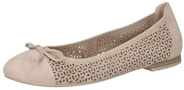 CAPRICE Damen Ballerinas aus Leder mit Lochmuster, Beige (Sand Suede), 39 EU