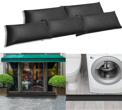 Antrella 2PCS Barriera contro gli Allagamenti, si Attiva con l’acqua, Assorbimento dell'acqua Sacchi di Sabbia attivi per Ingresso Porta e Giardino 20x90CM