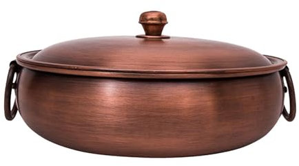 LOVIVER Copper Pot Cooking Pot Reinforced for Stovetop Stable Saucepan Stew Pan Casserole Dish for Family Household Picnic Restaurant, 30cm