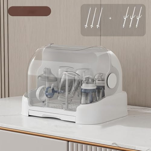 Kleinkindflaschen Aufbewahrungsbox, Babyflasche Aufbewahrungsbox, Babyflasche Trockengestell, Staubdichte Flaschenaufbewahrung mit Abnehmbarer Abtropfschale, Abnehmbares Arbeitsplattenregal für