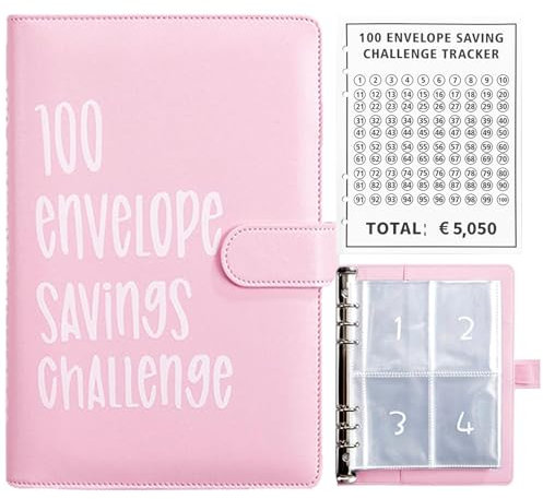 Sparbuch für Geld 5000 Euro, 100 Umschläge Spar Challenge Buch, Budget Planner Deutsch, 100 Tage Geld Sparen Challenge, Spar 5050€ Budget Binder für Paare, Zuhause, Schule