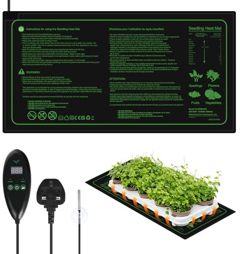 WORHUDY Heat Mat for Plants with Thermostat Display Digital 10x 20 Seedling heat mat for Winter Indoor Seedling Germination and Greenhouse