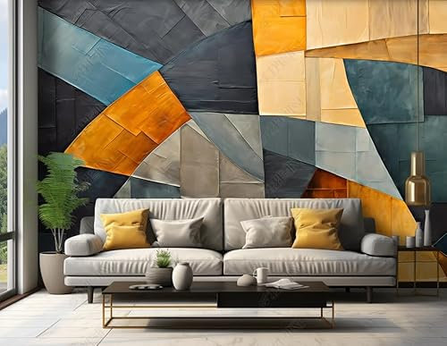 Vlies Fototapete geometrische Formen abstrakt bunt 300x210 cm - Foto Tapete Schlafzimmer Wohnzimmer Moderne Vliestapete XXL Wandtapete Motivtapeten Bildtapete