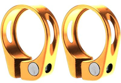 LEEQ Abrazadera Sillin Bicicleta Abrazadera de Bicicleta - 2Pcs Cierres de Sillín Abrazadera de Tija de Sillín, Abrazadera Sillin 31.8 de Aleación de Aluminio para Tija(Oro: 34,9)