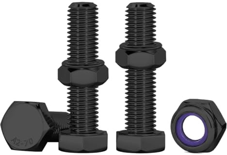 Drenky 10 Pcs Boulon Ecrou M6 Noir Boulons à Six Pans Avec écrous Assortiment M6 X 30mm Boulons En Acier Inoxydable A2 V2A Pour Meubles, Voitures, Vélos, Bateaux, Impression 3D