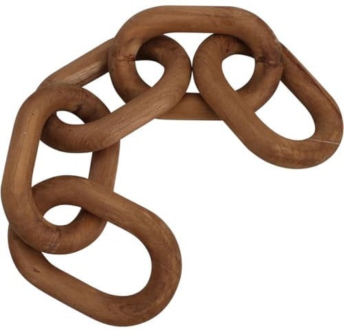 Wooden Chain Ornament | Natural Wooden Chain Decoration | Large Chain Link Table Decor for Rustic Home & Holiday Styling - 54cm