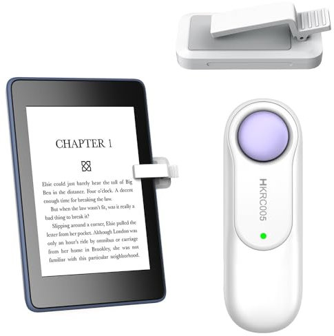 Hogance Mando a Distancia RF Universal Pasapáginas para Kindles eReaders, Turner de Página Inalámbrica para iPad Tabletas Lectura de eBooks,Accesorios para la Lectura de Kindles,HKRC005,Blanco+Violeta