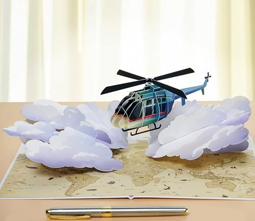 CUTPOPUP Hubschrauber Vatertag Karte, Geburtstagskarten für Männer, Geburtstagskarte Mann, Geburtstags-Pop-Up-Karte, 3D-Grußkarte, Schönen Vatertag (Helicopter) US8-SD242DE