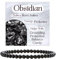 Bivei Obsidian - schützend Kristall Armband für Frauen 4mm Perlen Halbedelstein Natürlicher Stein Dehnbarer Elastischer Schmuck Yoga Geschenke