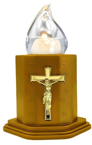 WARM RAY Velas LED cementerios e iglesias, velas a pilas con efectos de llama oscilante, resistentes a la lluvia, duración de 210 días (ORO)
