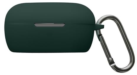 kwmobile Silicone Cover Compatible with Bose QuietComfort Earbuds - Case Cover Stick-On Skin with Clip - Dark Green