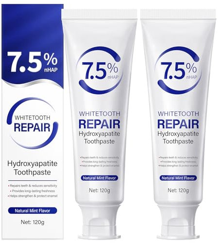 2Pcs Hydroxyapatite Toothpaste, Hydroxyapatite Enamel Care Toothpastes, Fluoride-Free Formula with Gentle Mint, for Sensitive Teeth, Long-Lasting Fresh Breath