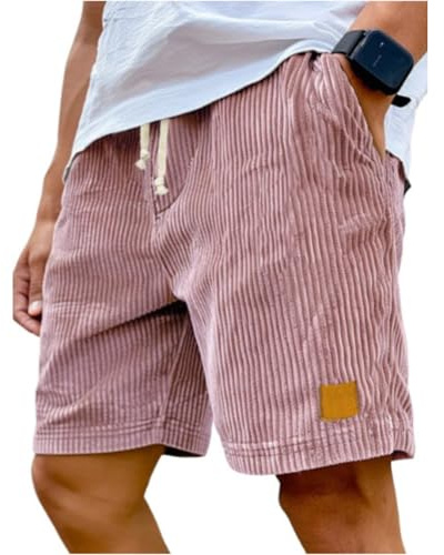 Générique Short Homme Velours Côtelé Bermuda avec Poches Été Plage Cargo Shorts et Bermudas Taille Elastique Short Couleur Unie Baggy Pantacourt Décontracté