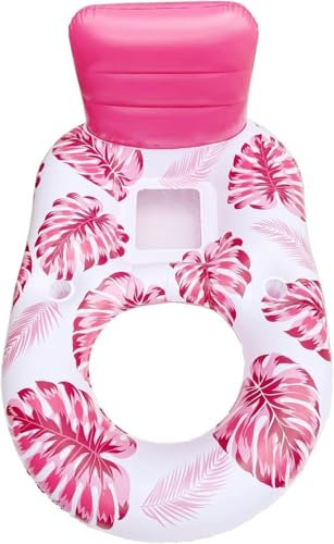 Flotteur de piscine gonflable de luxe pour adulte, 2 en 1 avec porte-gobelet pour fête sur la plage