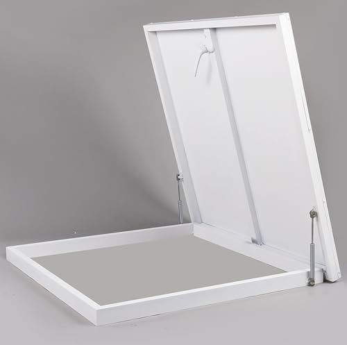 YUGXTH Roof Hatch Cover, Aluminum Alloy Roof Access Hatch, Commercial Rooftop Access Hatchs with Handle, Gas Spring Lift, Basement Window Well Covers for Wellheads, Cellar(White,LxW 90x90cm/35.4x35.4i