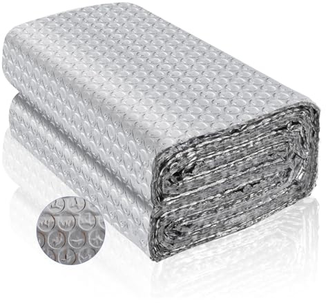 Isolierfolie Dämmfolie 1.2x3m, Doppelseitige Aluminiumfolie Isolierung Dachisolierung Heizkörper Reflexionsfolie für Dächer Fenster Rohre Böden