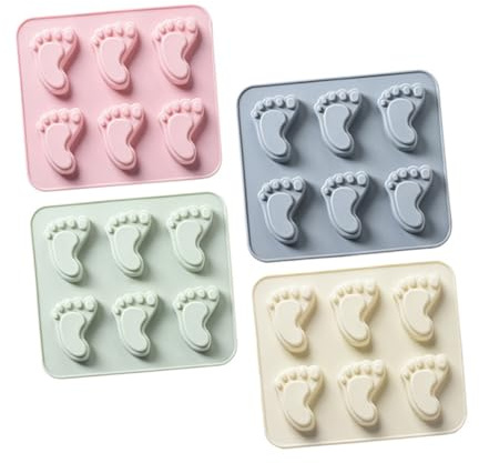 TOYANDONA 4-Teilige Silikonform Fußabdruck-Design Für Fondant Schokolade Kuchen Backen Antihaft Silikonformen Leicht Zu Reinigen Für Zuhause Und Konditorei