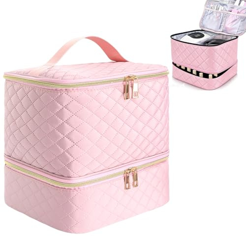 Gykutix Nagellack Aufbewahrung Nagelkoffer Doppelschicht Tragbarer Nail Polish Organizer Nagellack Tasche für 30 Flaschen,Nagellampe und Nagellack Zubehör Rangement Vernis a Ongle