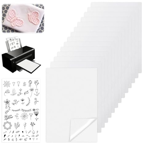 14 Stück Stickvlies Wasserlöslich Selbstklebend A4 (29.7x21cm) | Stickereipapier für Stickvorlagen Stickpapier Stickaufkleber für Drucken Handbemalt Bestickt