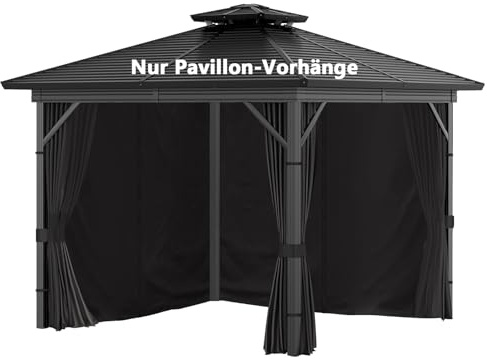 Inmeilifus 4 Seitenteile Pavillon 3x3m Wasserdicht Seitenwände UV Schutz (Schwarz)