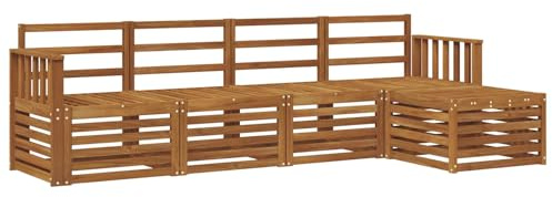 vidaXL Sofagarnituren 5 pcs Natur Massivholz Akazie, Garten, modernes Outdoor-Sofa-Set, modulare Terrassenmöbel, robuste Akazie, minimalistische Lounge, ideal für Pool