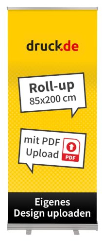 druck.de Premium Roll Up Banner bedruckt - 85x200cm - 85x200cm | Roll Up Banner bedruckt, 85x200cm, Premium, Werbedisplay, für Messe, POS und Werbung