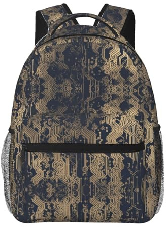 WBQLSL Golden Maze Lässiger Rucksack, Laptop-Rucksack für Reisen, Wandern, Business, Camping, Fitnessstudio