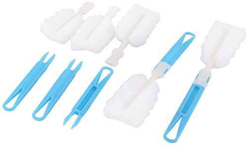 Sourcingmap Sponge Head Detachable Bottle Tea Cup Glass Cleaning Brush Cleaner 5pcs Blue