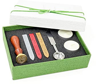 Wax Sealing Stamper Kit, VOOSEYHOME The Heart Seal Stamp Gold/Red/Silver Sealing Wax Sticks, Decorating on Invitations Envelopes Packings for Birthday Themed Party Wedding Signature