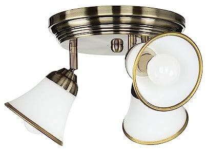 Licht-Erlebnisse Deckenleuchte Jugendstil, Vintage Deckenlampe drehbar, Deckenlampe E14 3 flammig, Deckenleuchte in Bronze, Glas, Ø23 cm, Badezimmer, Flur, Wohnzimmerlampe