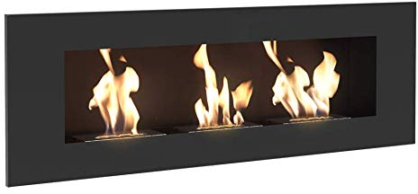 Biokamin, Bioethanol-Kamin, Delta3, 120 cm x 40 cm, schwarz, matt, mit getöntem Glas