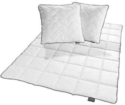 Traumnacht TopCool Mono Ganzjahresdecke Bettenset, 1x Übergangsbettdecke 220 x 240 cm und 2x Kopfkissen 80 x 80 cm, weiß, Öko-Tex zertifiziert, produziert nach deutschem Qualitätsstandard