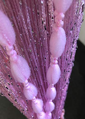 HYSENM Perlenvorhang 100 x 200cm Türvorhang Faden Flauschvorhang 100 x 200cm zuschneidbar Kinderzimmer Wohnzimmer, Rosa