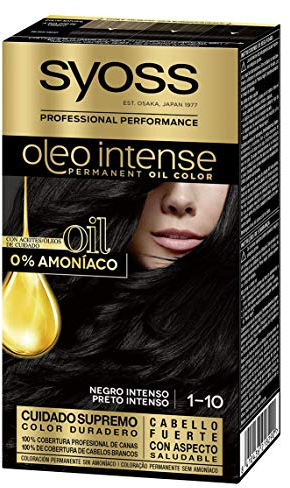 SYOSS - Oleo Intense Coloración Permanente Sin Amoníaco - Tono 1-10 Negro Intenso - 2 uds