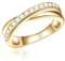 Rafaela Donata Damen Ring 925/- Sterling Silber gelbvergoldet Zirkonia weiß Bandring Wickelring Silberring Gold mit Steinen Wickeloptik