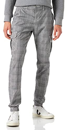 URBAN CLASSICS Pantaloni Quadrettati Uomo, Pantaloni Cargo con Polsini alle Caviglie, Grandi Tasche Laterali, Diversi Colori e Taglie S - 5XL