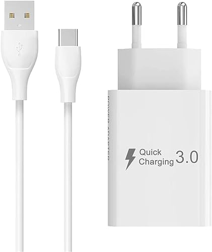 Cargador Carga Rapida Tipo C para Samsung S25 Xiaomi Redmi 14C 14R 13C Poco M7 M6 Pro X6 C75 A13 Note 14 12 13 14T 11T 10T Turbo, Cargadors Rapido Universal Movil QC 3,0 con USB-C Cable