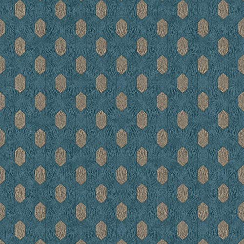 Papier peint bleu canard motif pois marron | Tapisserie vintage idéale pour salon | Papier peint intissé pour couloir chic