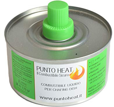 Tirrena Hotel Amenities - PUNTO HEAT combustibile liquido inodore per chafing dish - DURATA 4H - confezione da 24 pezzi (€ 2,41/pezzo)
