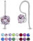 Orecchini Donna Argento 925 Con Cristalli Viola - Pendenti Con Brillantini - Colorati Con Gancio
